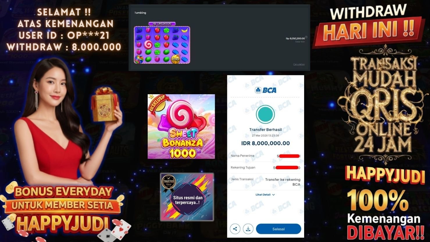 HAPPYJUDI JACKPOT SLOT SWEET BONANZA 1000